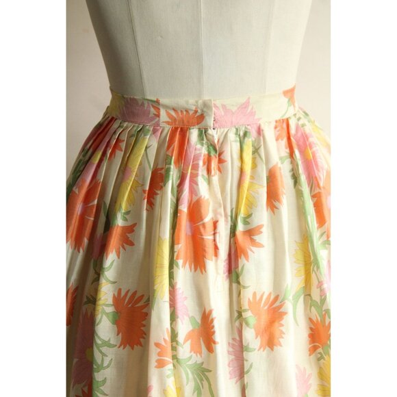 Vintage 1960s Skirt, Silk Full Circle Pastel Floral Pleated - Picture 10 of 10